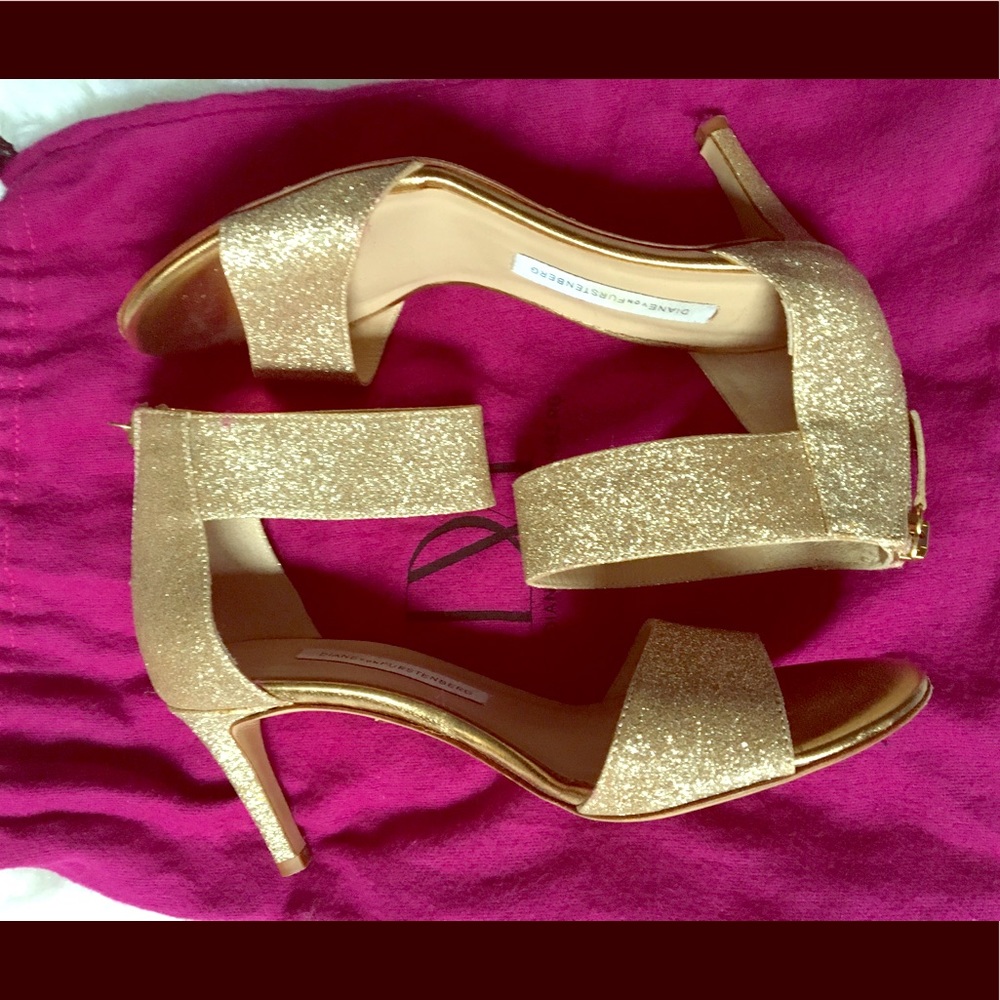 Sparkling Gold Diane von Furstenberg Heels